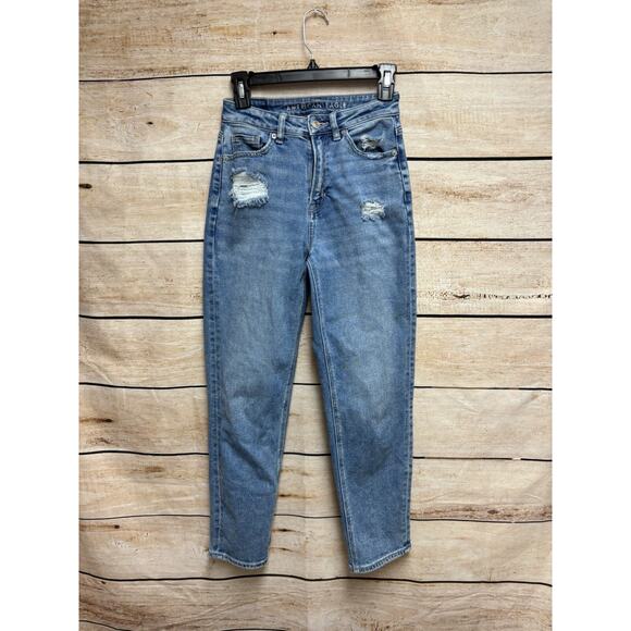 American Eagle Womens Mom Jeans Size 0 Regular Medium Wash Denim Straight - Picture 11 of 16
